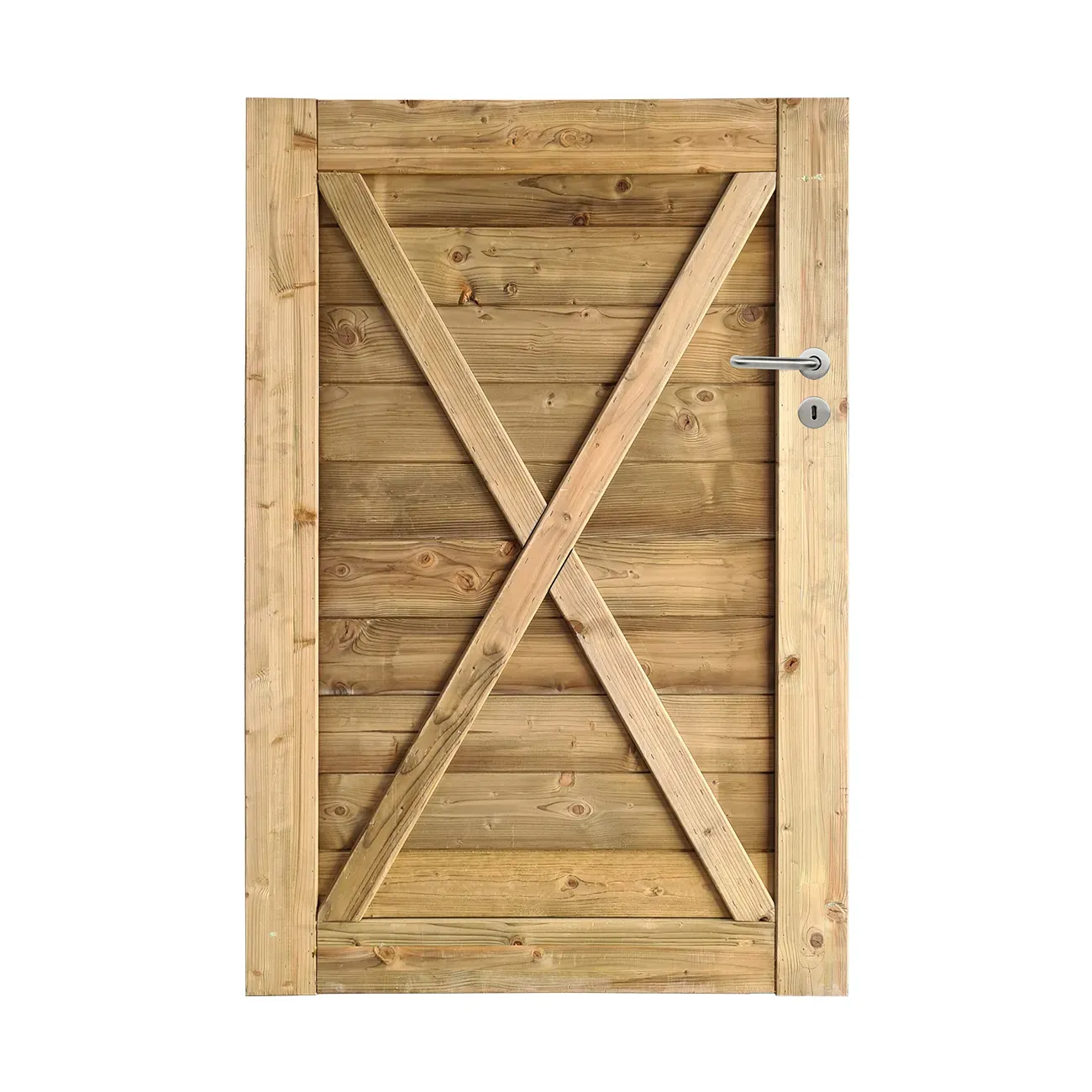 Houten tuinpoort 100x150cm linkse opening - achteraanzicht